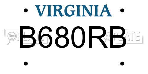 B680RB Virginia License Plate