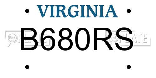 B680RS Virginia License Plate