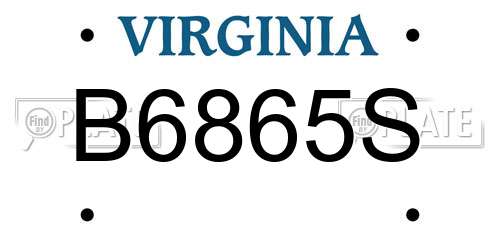 B6865S Virginia License Plate