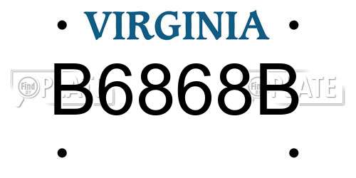 B6868B Virginia License Plate