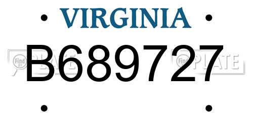 B689727 Virginia License Plate