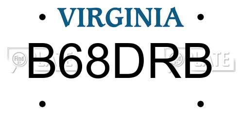 B68DRB Virginia License Plate