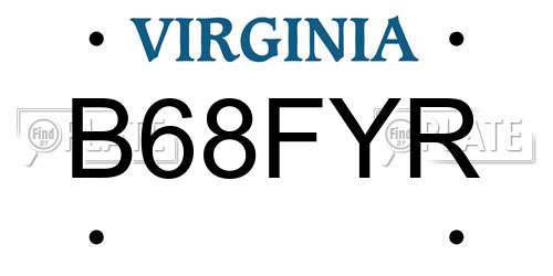 B68FYR Virginia License Plate