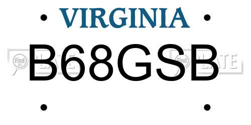 B68GSB Virginia License Plate