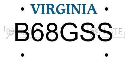 B68GSS Virginia License Plate
