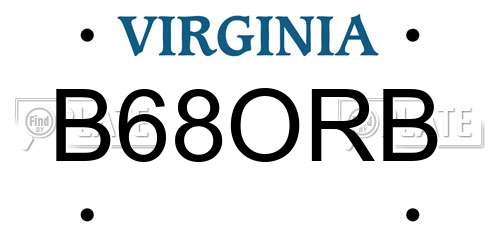 B68ORB Virginia License Plate