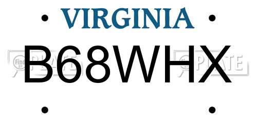 B68WHX Virginia License Plate