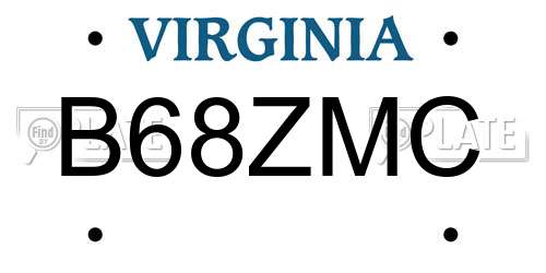 B68ZMC Virginia License Plate