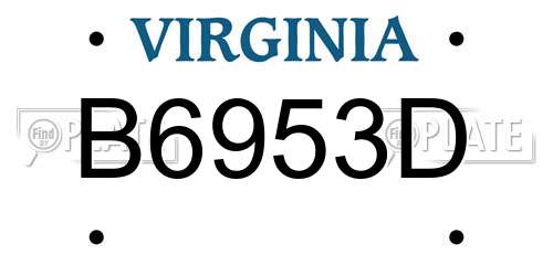 B6953D Virginia License Plate