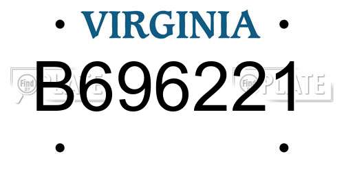 B696221 Virginia License Plate