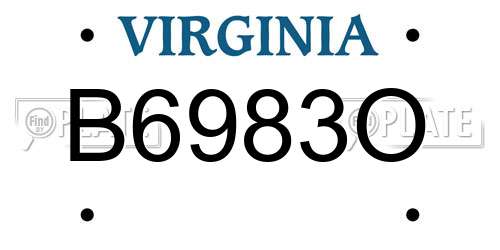 B6983O Virginia License Plate