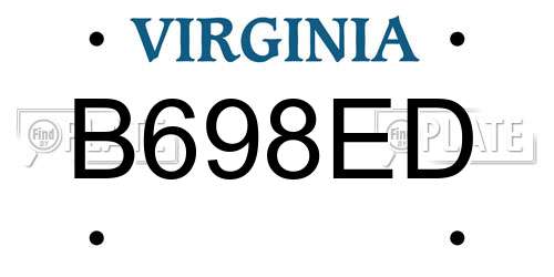 B698ED Virginia License Plate