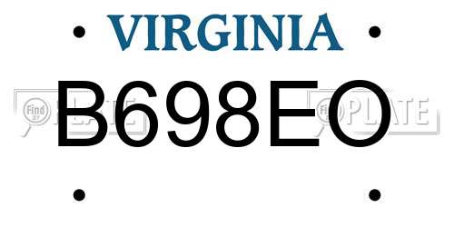 B698EO Virginia License Plate