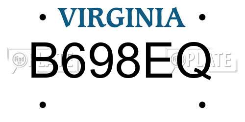 B698EQ Virginia License Plate