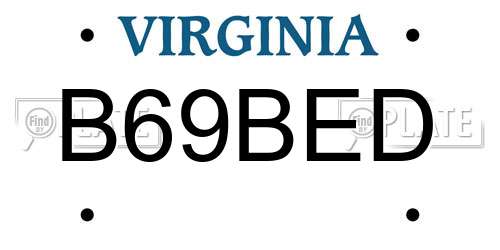 B69BED Virginia License Plate