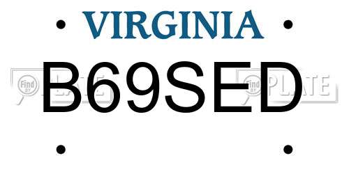 B69SED Virginia License Plate