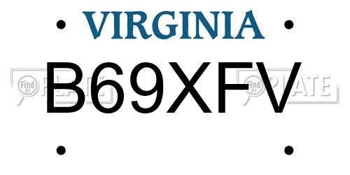 B69XFV Virginia License Plate