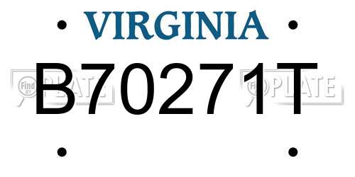 B70271T Virginia License Plate
