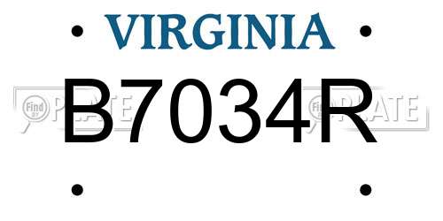 B7034R Virginia License Plate