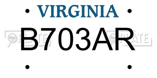 B703AR Virginia License Plate