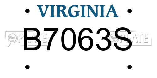 B7063S Virginia License Plate