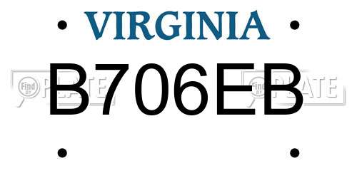B706EB Virginia License Plate