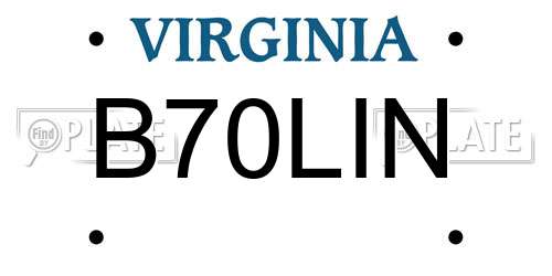 B70LIN Virginia License Plate