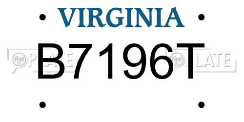B7196T Virginia License Plate