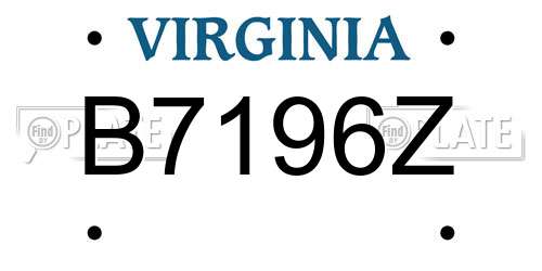 B7196Z Virginia License Plate