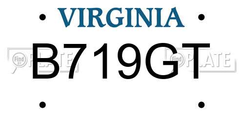 B719GT Virginia License Plate