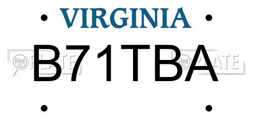B71TBA Virginia License Plate