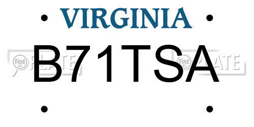 B71TSA Virginia License Plate