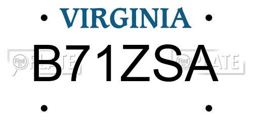 B71ZSA Virginia License Plate