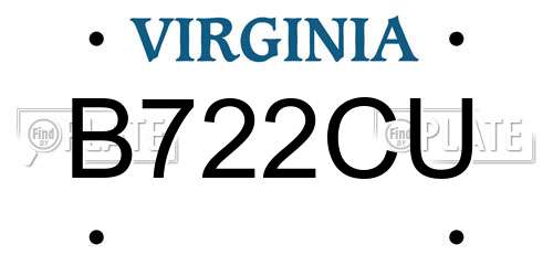 B722CU Virginia License Plate