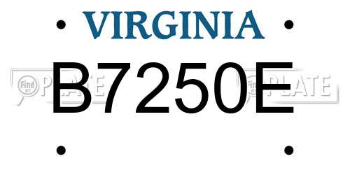 B7250E Virginia License Plate