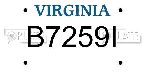 B7259I Virginia License Plate