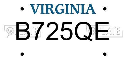 B725QE Virginia License Plate