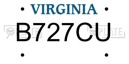 B727CU Virginia License Plate