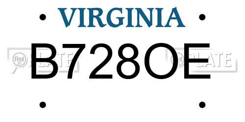 B728OE Virginia License Plate