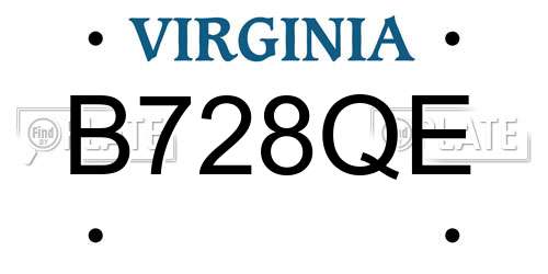 B728QE Virginia License Plate