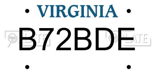 B72BDE Virginia License Plate