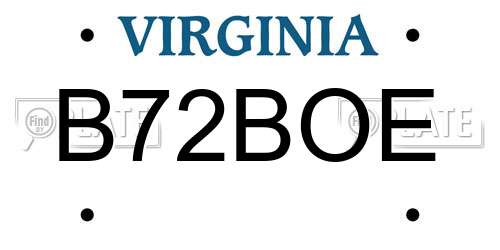 B72BOE Virginia License Plate