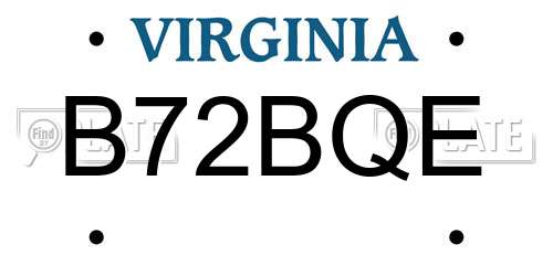 B72BQE Virginia License Plate