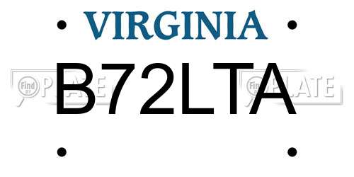 B72LTA Virginia License Plate