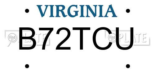 B72TCU Virginia License Plate