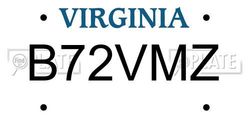 B72VMZ Virginia License Plate