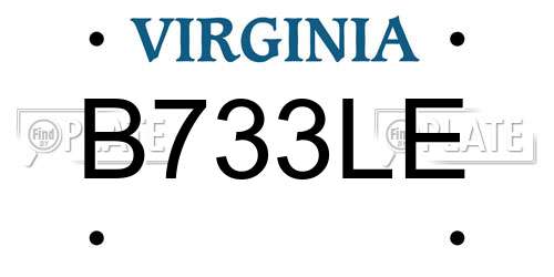 B733LE Virginia License Plate