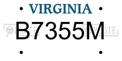 B7355M Virginia License Plate