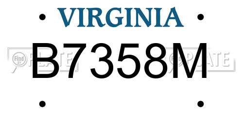 B7358M Virginia License Plate