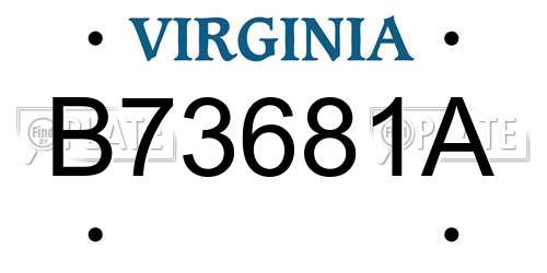 B73681A Virginia License Plate